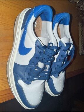 Nike Kids White and Blue Low-Top Sneakers